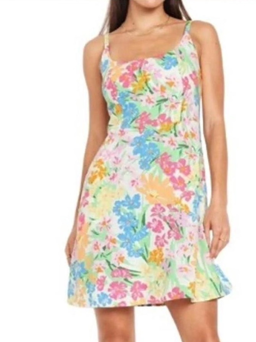Old Navy Floral Linen Stretch Blend Slip Dress Strappy Cami Mini Sleeveless 2XL